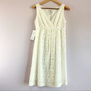 Suzi Chin for Maggy Boutique Size 6 Creme Surplice Sleveless Lace Dress NWT